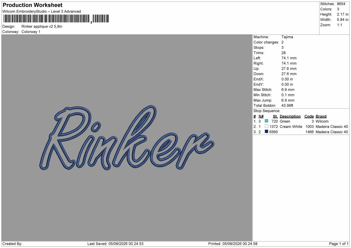 Rinker Text App V2 Embroidery Machine Design File 6 sizes