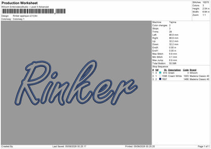 Rinker Text App V2 Embroidery Machine Design File 6 sizes