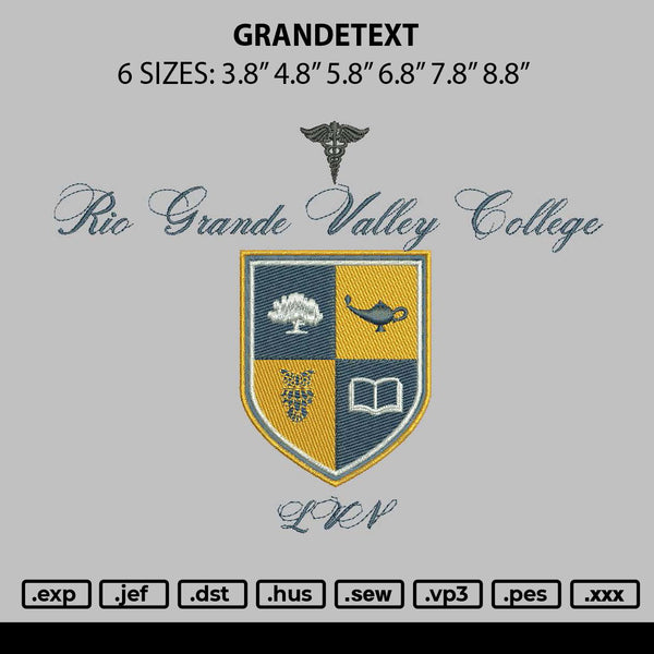 Grandetext Embroidery File 6 sizes