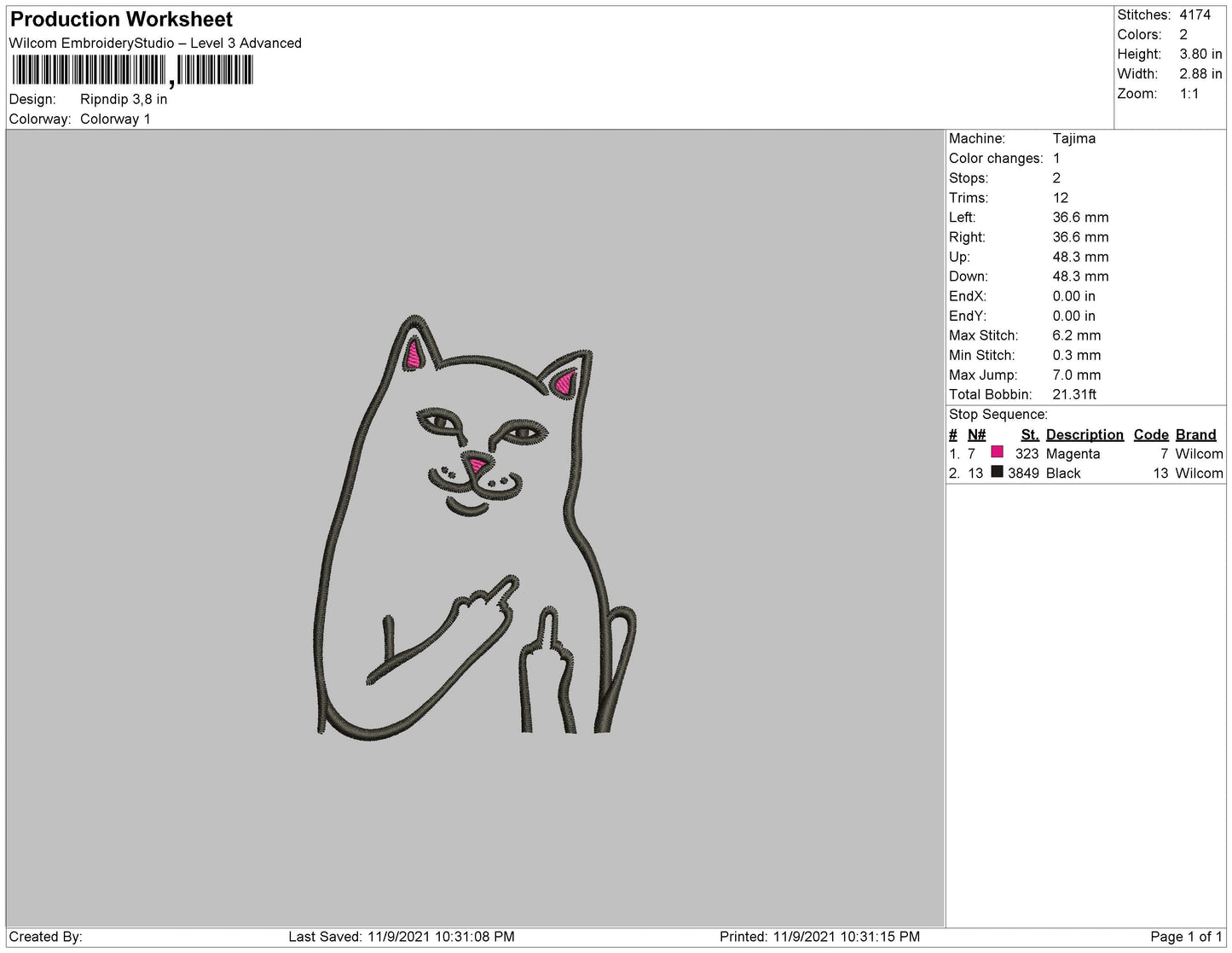 Rip N Dip Embroidery File 4 size
