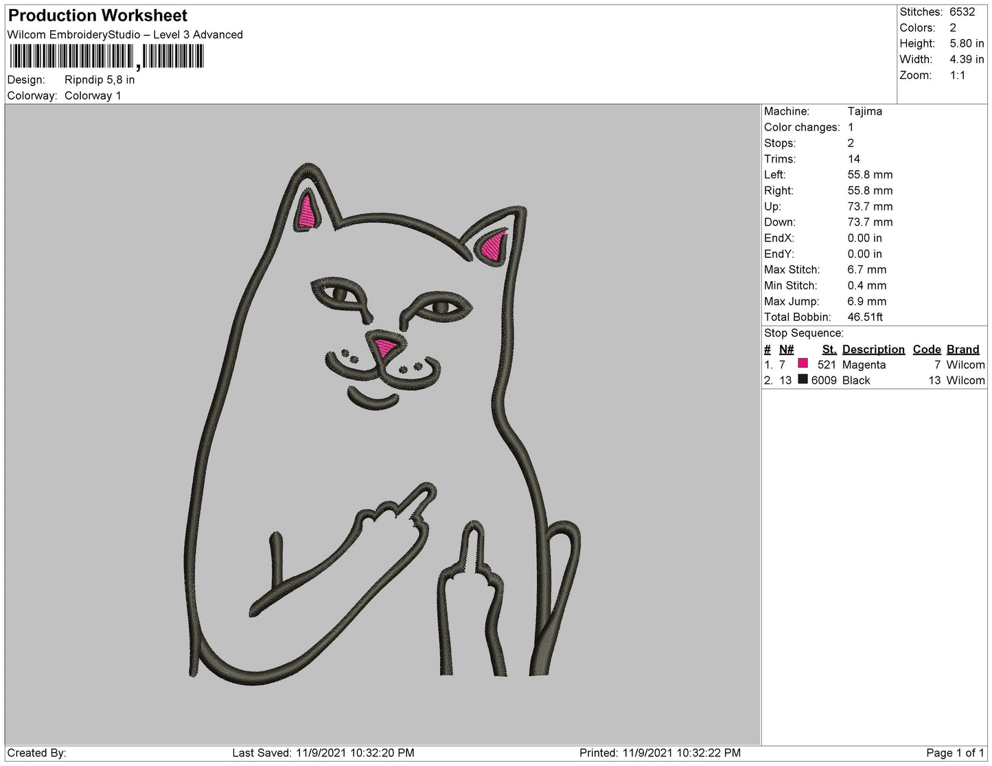 Rip N Dip Embroidery File 4 size