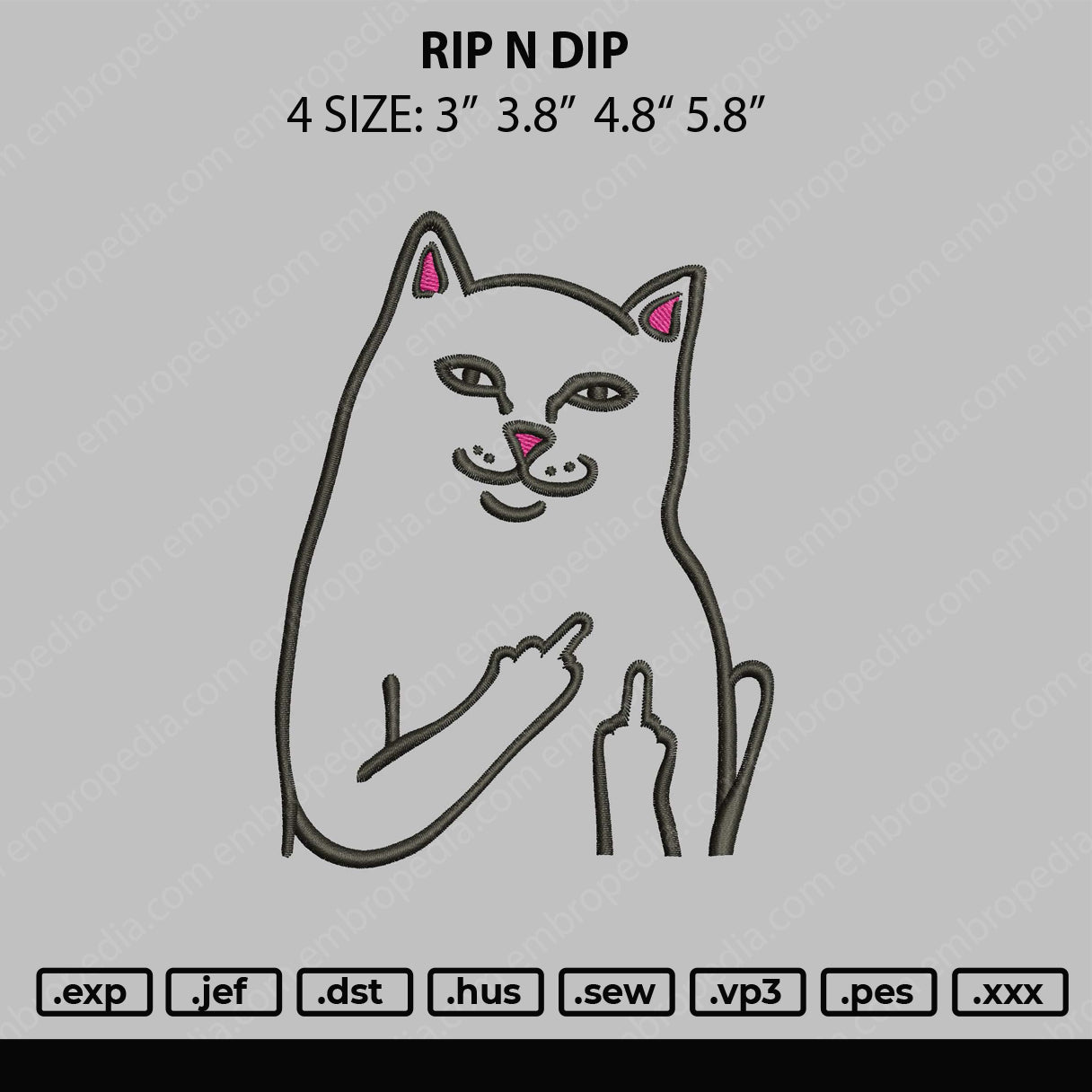 Rip N Dip Embroidery File 4 size