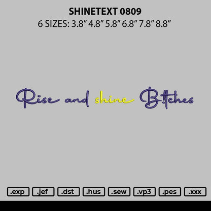 Shinetext 0809 Embroidery File 6 sizes