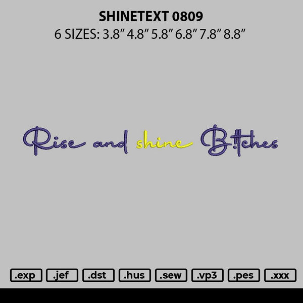 Shinetext 0809 Embroidery File 6 sizes