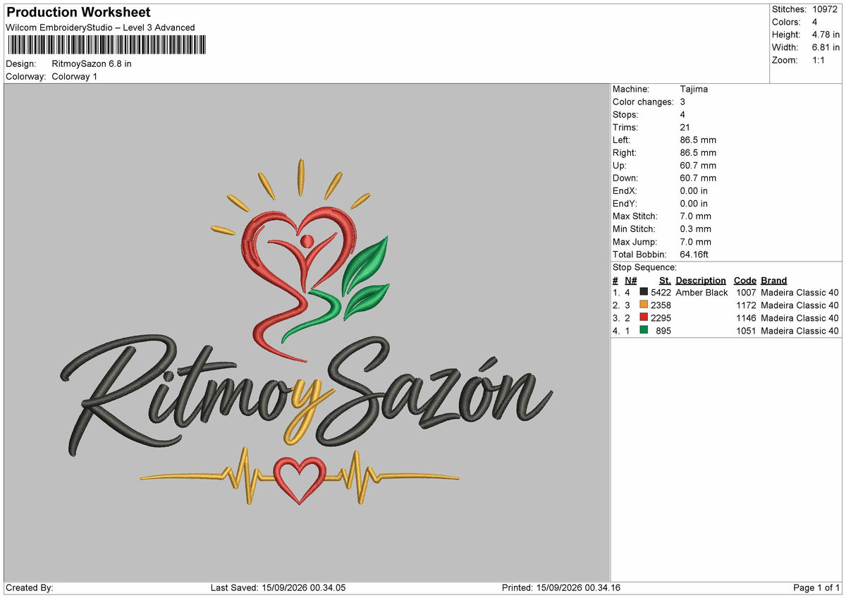 Ritmoy Text Embroidery Machine Design File 6 sizes