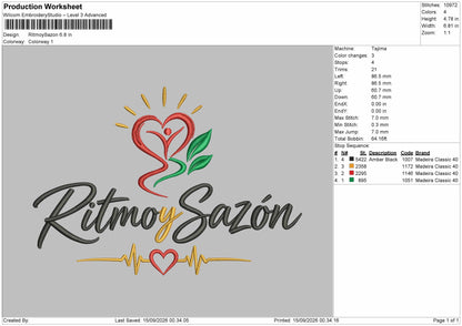 Ritmoy Text Embroidery Machine Design File 6 sizes