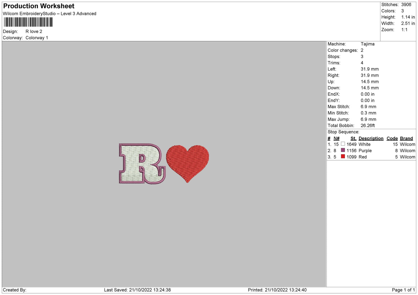 R Love Embroidery File 5 sizes