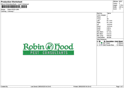 Robintext 01 Embroidery File 6 sizes