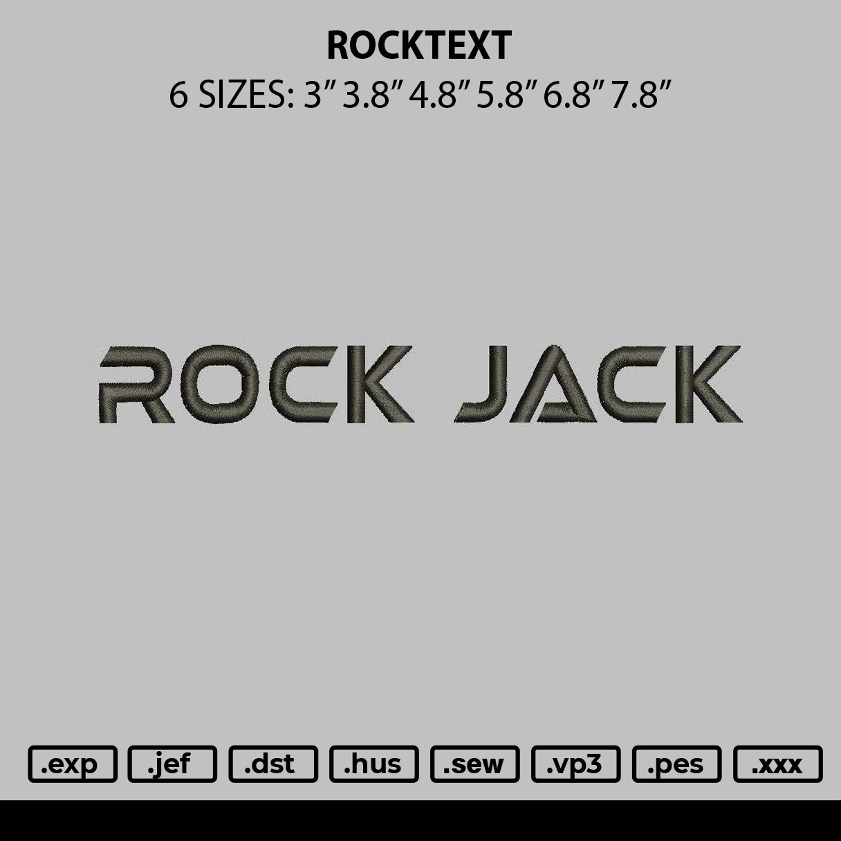 Rock Text Embroidery File 6 sizes