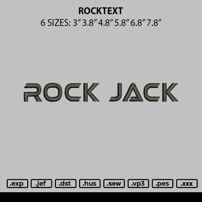 Rock Text Embroidery File 6 sizes