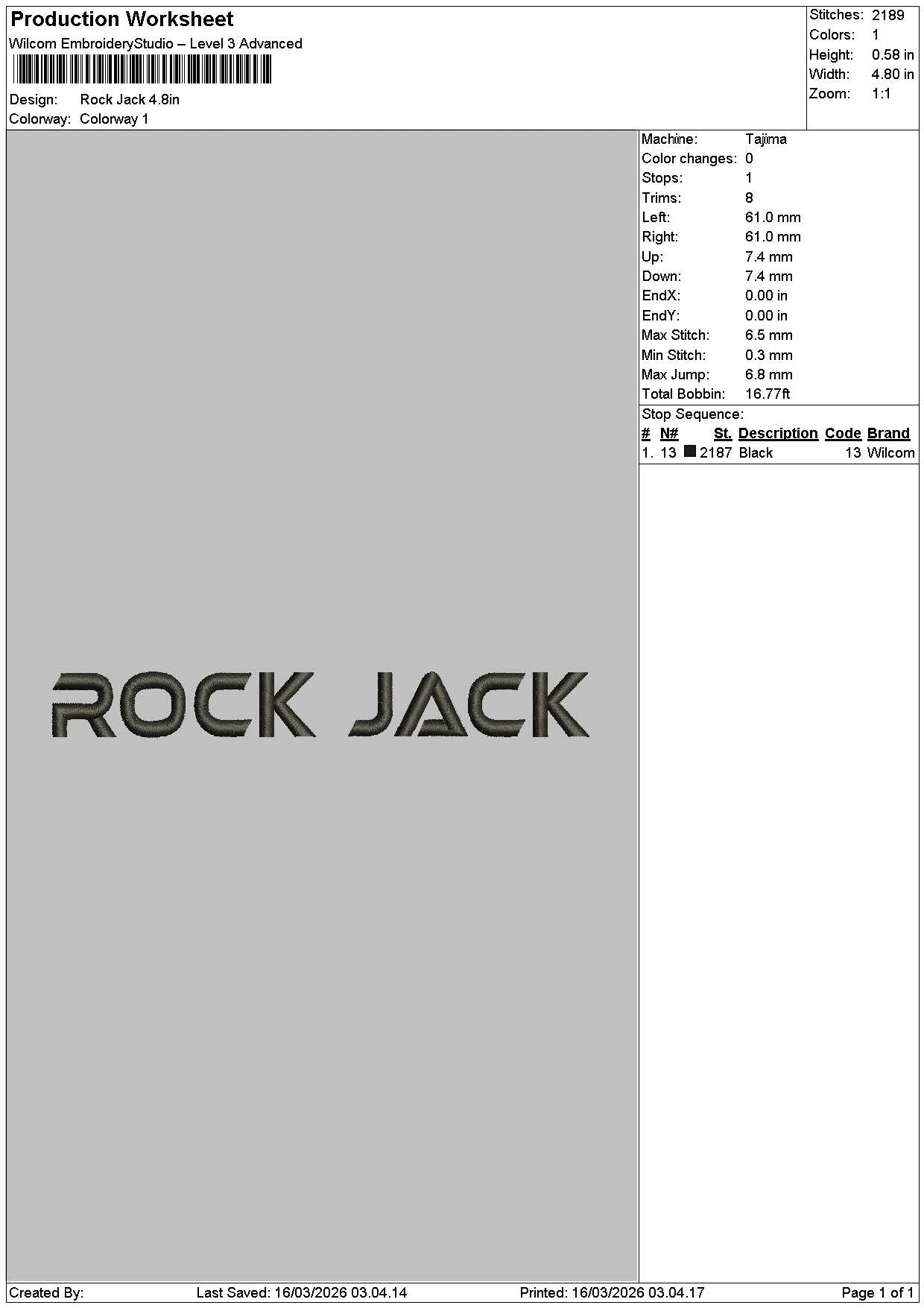 Rock Text Embroidery File 6 sizes