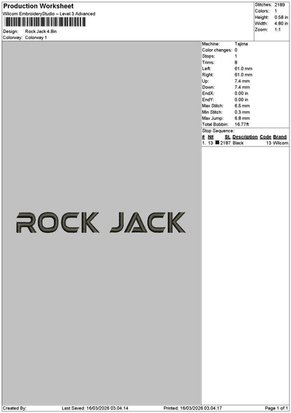 Rock Text Embroidery File 6 sizes