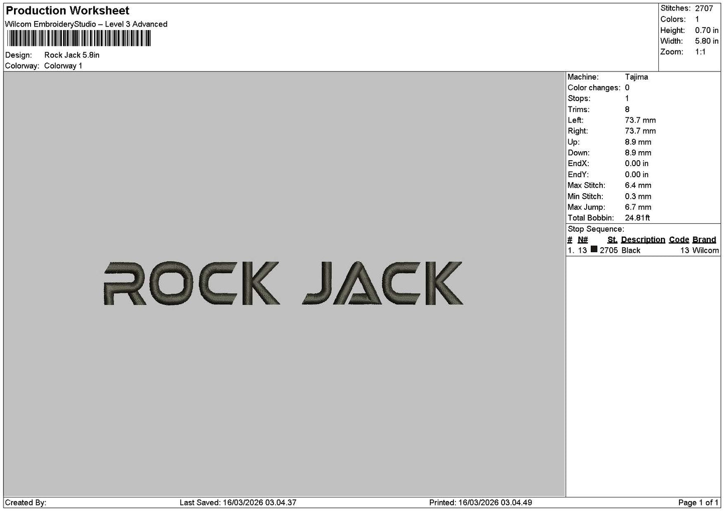 Rock Text Embroidery File 6 sizes