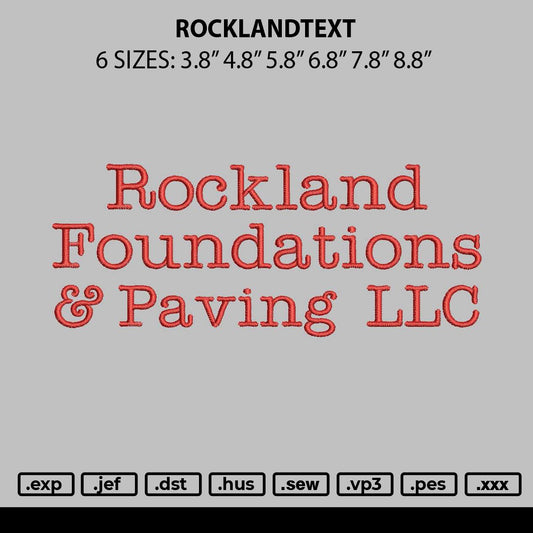 Rocklandtext Embroidery File 6 sizes