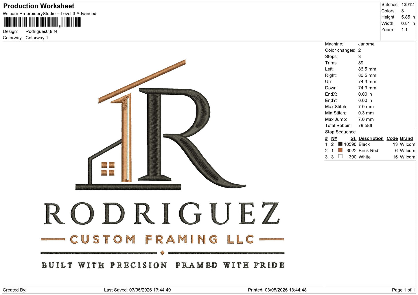 Rodrigues FRONT&BACK (2FILE) Embroidery File 6 sizes