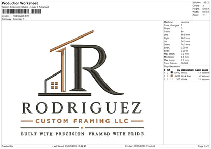 Rodrigues FRONT&BACK (2FILE) Embroidery File 6 sizes