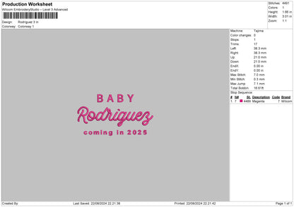 Rodrigueztext Embroidery File 6 sizes