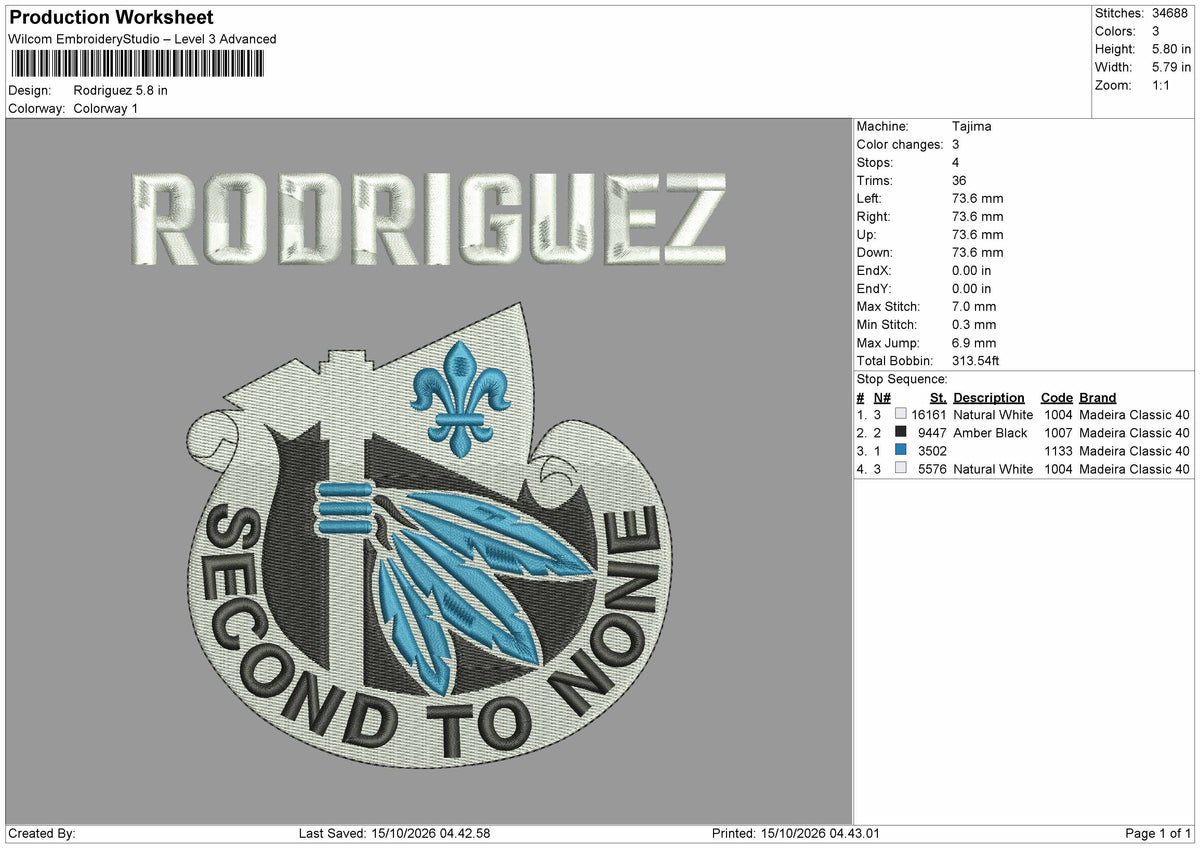 Rodrigueztext 1510 Embroidery Machine Design File 6 sizes