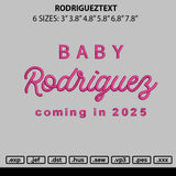 Rodrigueztext Embroidery File 6 sizes