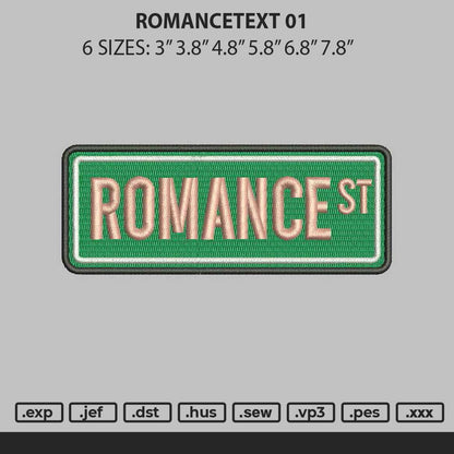 Romancetext 01 Embroidery File 6 sizes