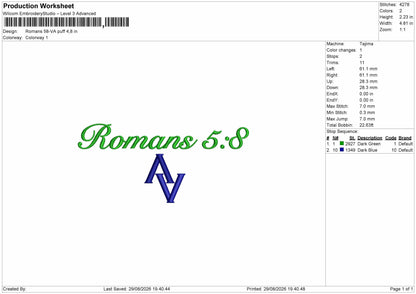 Romans Text Puff Embroidery Machine Design File 6 sizes