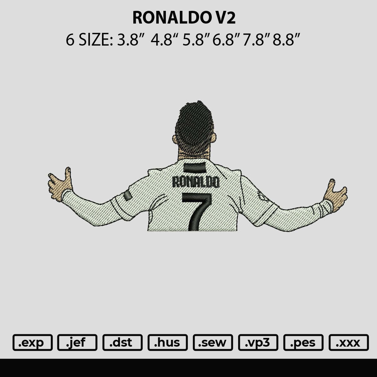 Ronaldo V2 Embroidery File 6 sizes