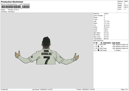 Ronaldo V2 Embroidery File 6 sizes