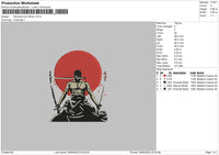 Roronoa Zoro Embroidery File 5 sizes