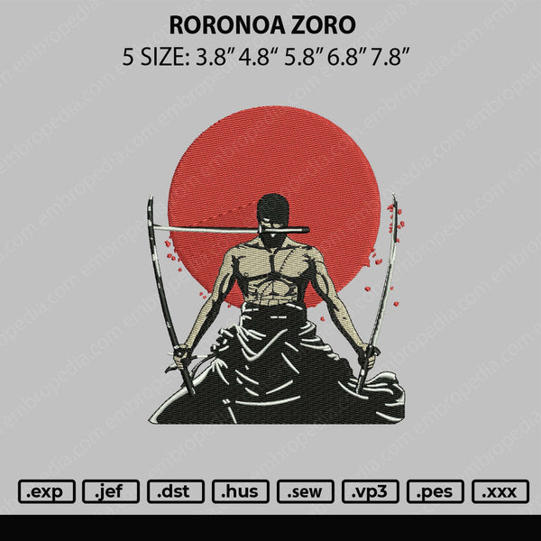 Roronoa Zoro Embroidery File 5 sizes