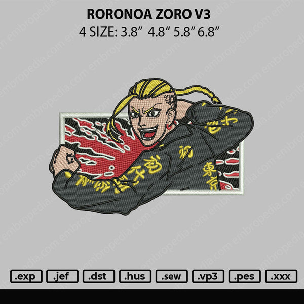 Roronoa Zoro Embroidery File 4 sizes