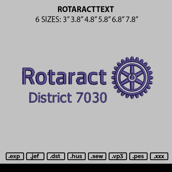 Rotaracttext Embroidery File 6 sizes