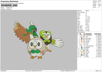 Rowlet Embroidery File 6 sizes