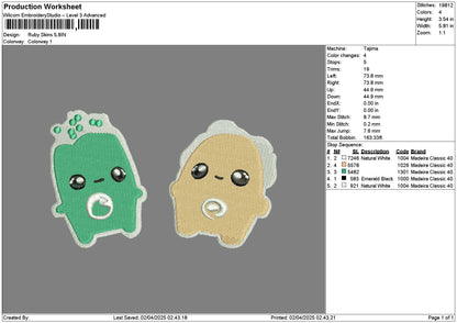 Chibi 02 Embroidery File 6 sizes