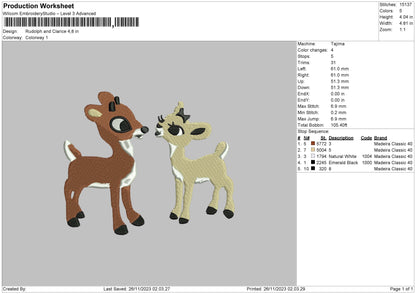 Deers Embroidery File 6 sizes