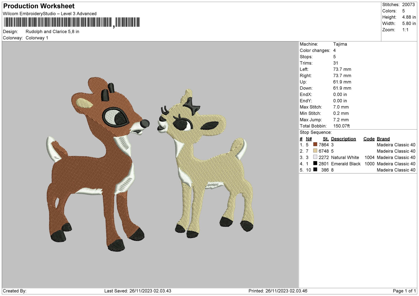 Deers Embroidery File 6 sizes
