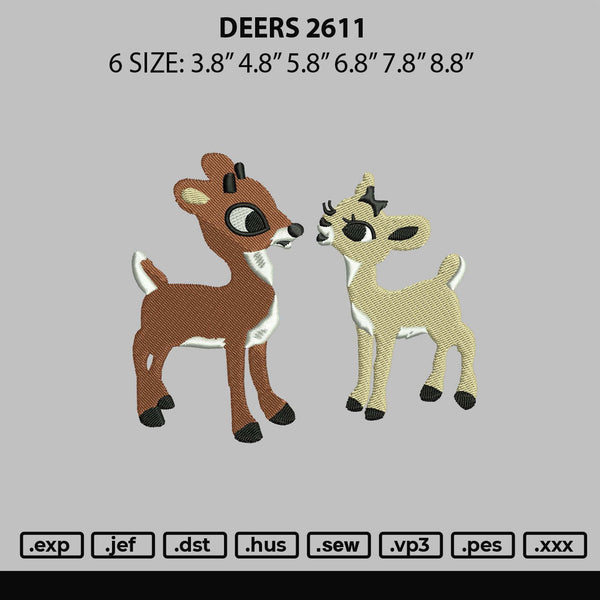Deers Embroidery File 6 sizes
