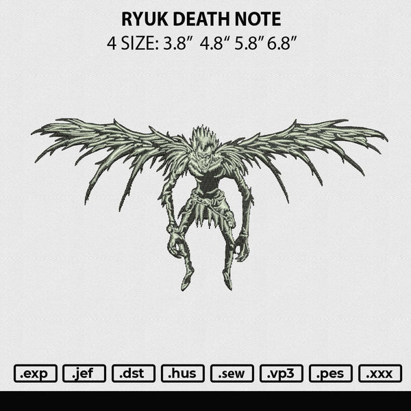 Ryuk Death Note Embroidery File 4 size