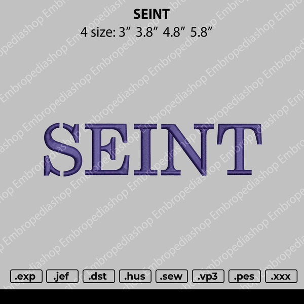 Sient Text Embroidery File 4 size