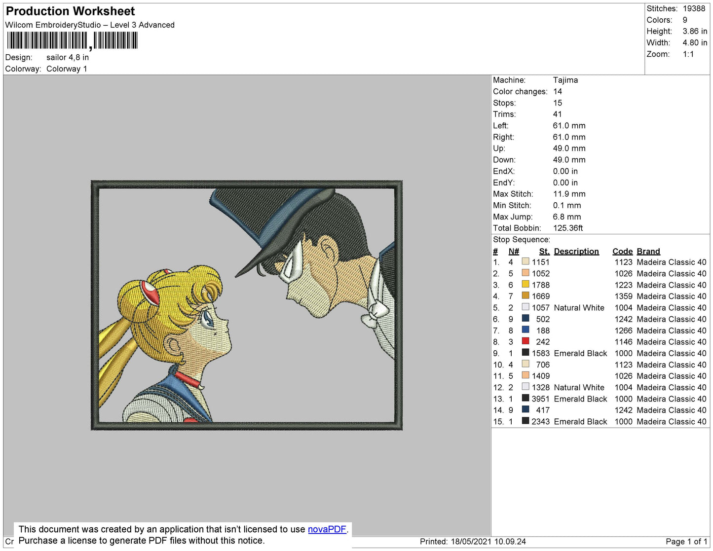Sailor Rectangle Embroidery File 4 size