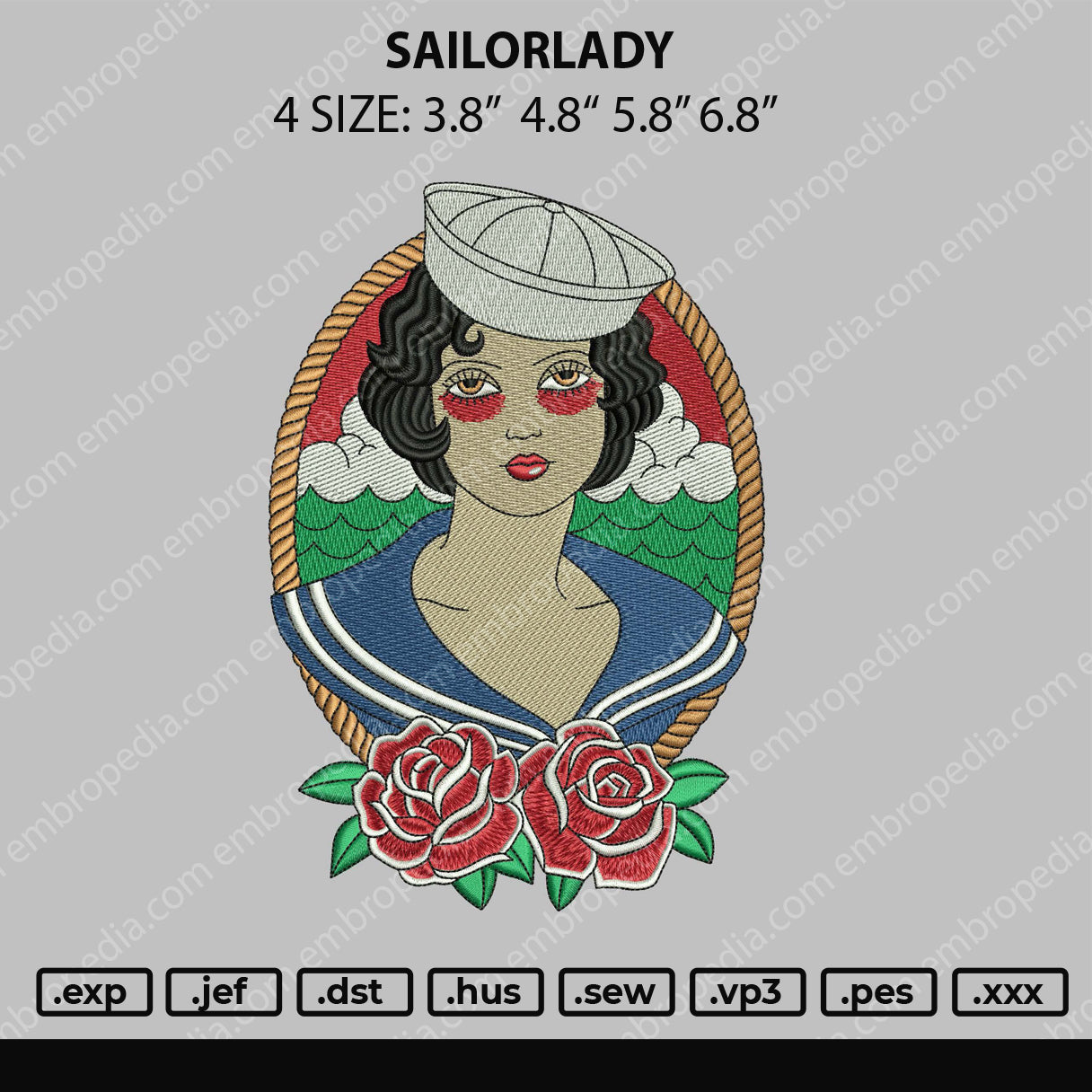 Sailorlady Embroidery File 4 size