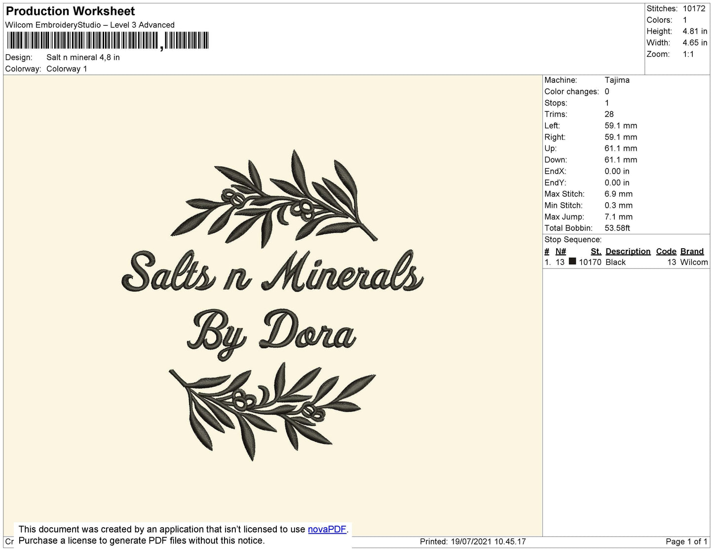 Salts N Mineral Embroidery File 4 size