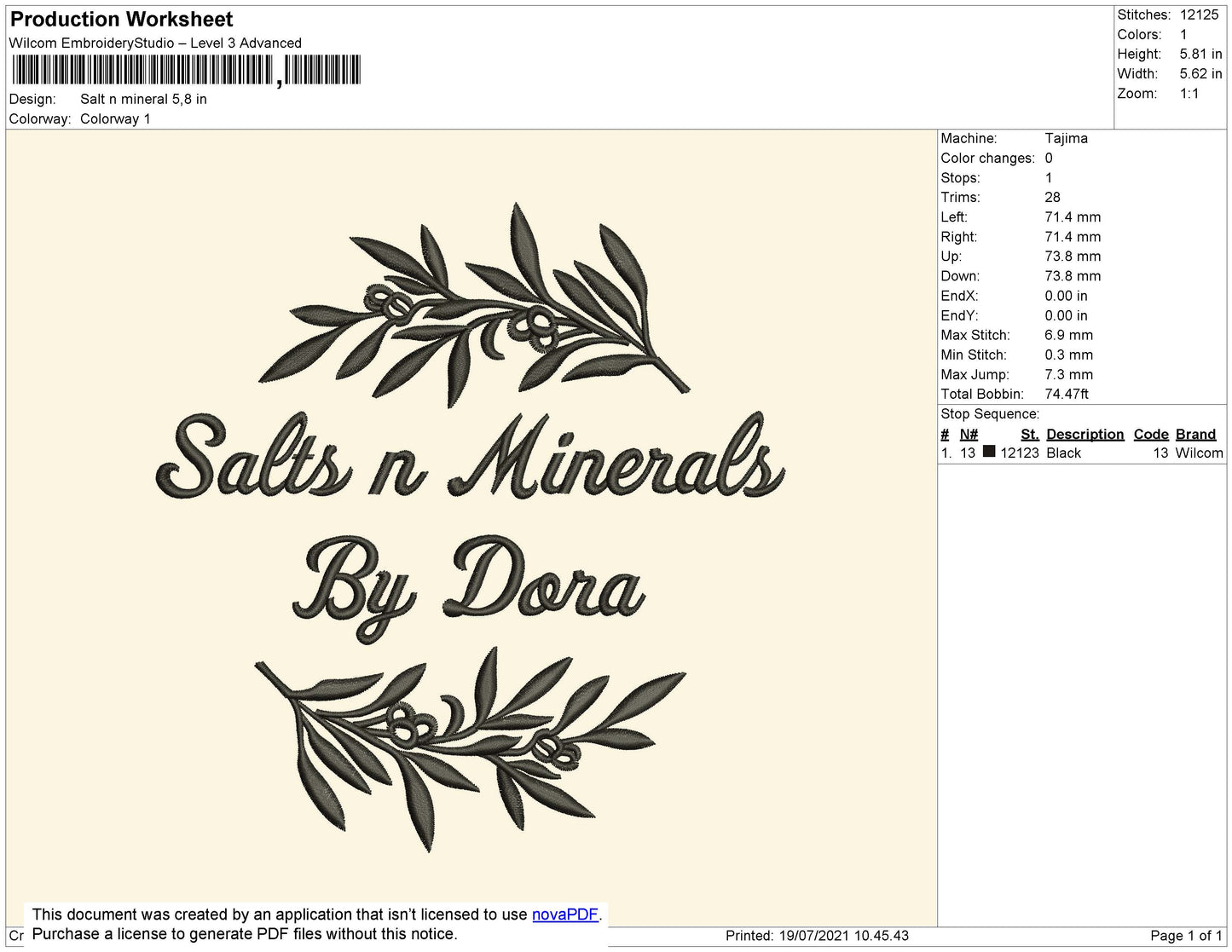 Salts N Mineral Embroidery File 4 size