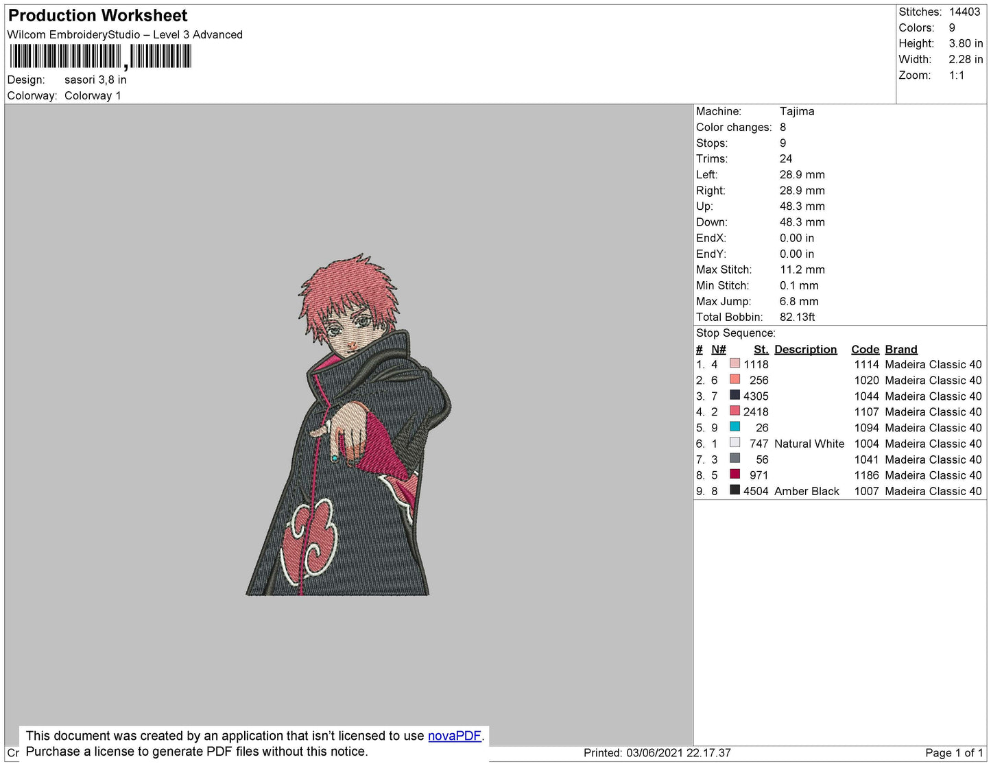 Sasori Embroidery File 4 size
