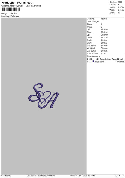 SA Embroidery File 4 size