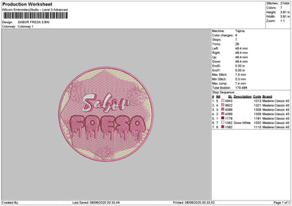 Saborcircle Embroidery File 6 sizes