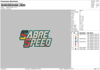 Sabre Speed Embroidery File 5 sizes