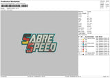 Sabre Speed Embroidery File 5 sizes