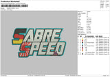 Sabre Speed Embroidery File 5 sizes
