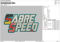 Sabre Speed Embroidery File 5 sizes