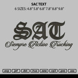 Sac Text Embroidery File 6 sizes